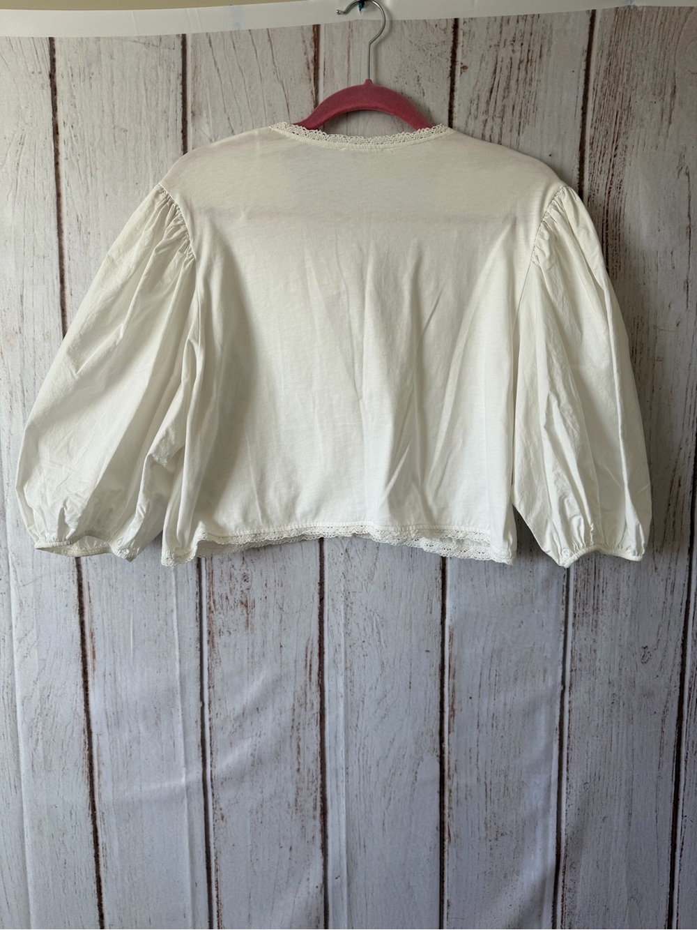 Zara White Embroidered Cropped Peasant Blouse - Picture 7 of 7